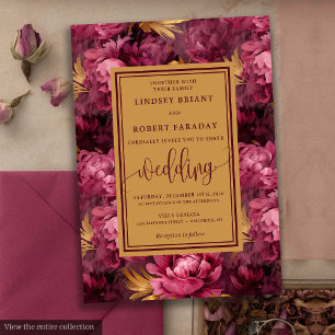 Invitation Élégant Lux Marsala Rose d'or