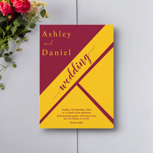 Invitation Elégant Luxe Bourgogne Et Mariage doré Or (Créateur téléchargé)