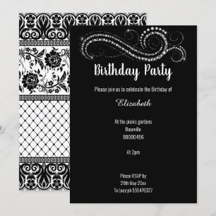 INVITATION ÉLÉGANT LUXE LACE NOIR DIAMONT