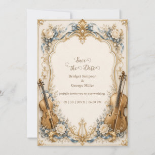 Invitation Élégant Luxe Mariage Cordes Florales Bleu Perle