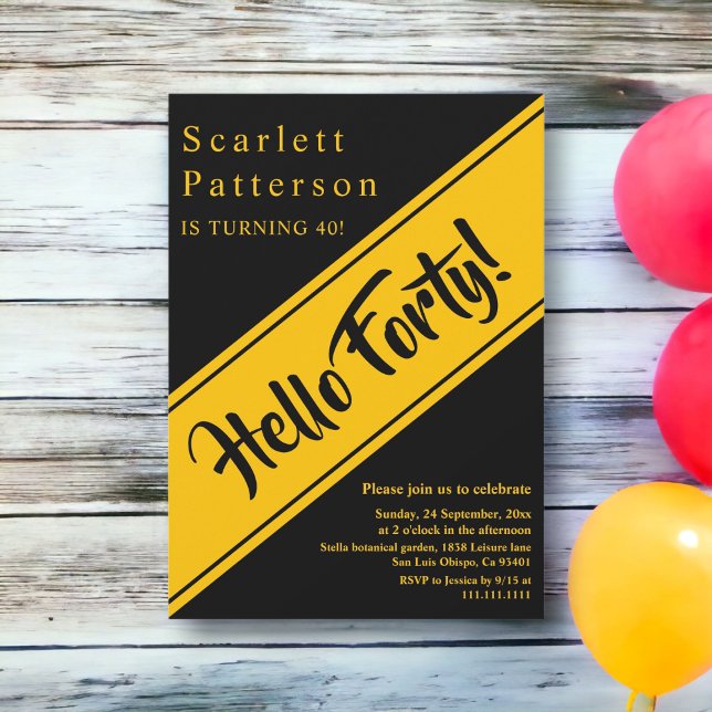 Invitation Elégant Luxe Noir Et Or Chic 40e Anniversaire (Créateur téléchargé)