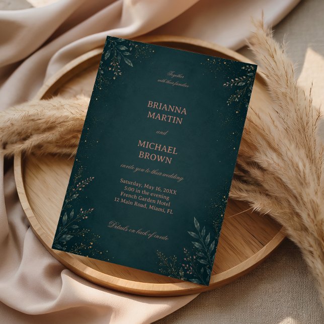 Invitation Élégant Luxueux Botanique Sombre (Créateur téléchargé)