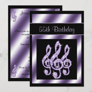 Invitation Elégant, Luxueux Lilas Clefs De Sol 55e Anniversai