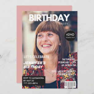 Invitation Elegant Luxury Magazine Photo 42e anniversaire