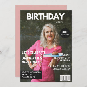 Invitation Elegant Luxury Magazine Photo 78e anniversaire