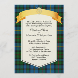 Invitation Élégant MacLeod Tartan Plaid Mariage personnalisé