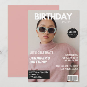 Invitation Élégant Magazine Luxe Photo 38e anniversaire