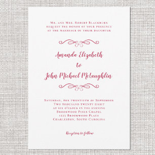 Invitation Élégant Magenta Red Script Classic Mariage formel