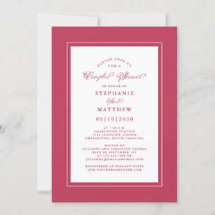 Invitation Elégant Magenta Rouge Blanc Mariage Couples Douche
