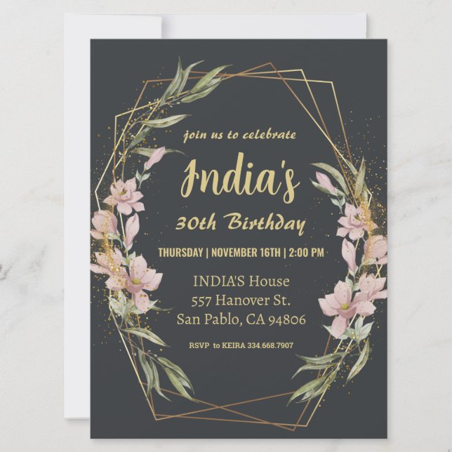 Invitation Elégant Magnolia 30e anniversaire (Devant)