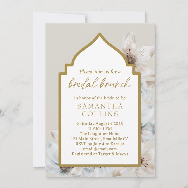 Invitation Élégant Magnolia Beige clair Fleurs Brunch nuptial (Devant)
