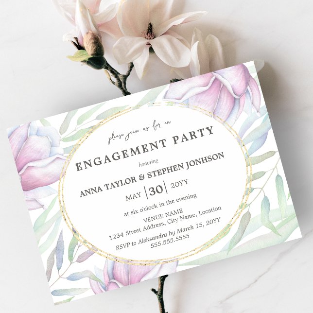 Invitation Élégant Magnolia Floral Engagement Party (Créateur téléchargé)