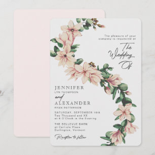 Invitation Élégant Magnolia Floral Eucalyptus Blush Mariage