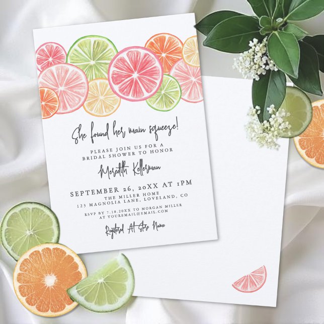 Invitation Elegant Main Squeeze Citrus Bridal Shower (Elegant Main Squeeze Citrus Bridal Shower Invitation)
