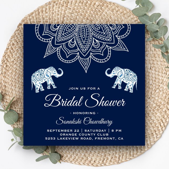 Invitation Élégant Mandala Bleu Fête de Mariage Indienne (Créateur téléchargé)
