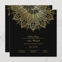 Elégant Mandala Gold Simple Mariage noir