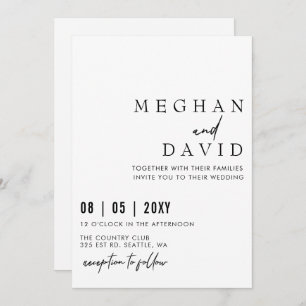 Invitation Elégant manuscrit simple Mariage noir Invitatiatia