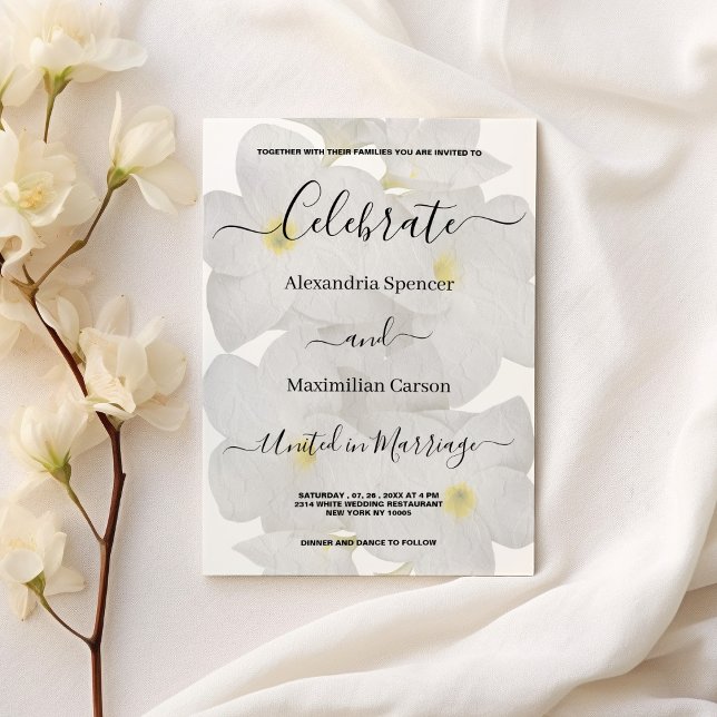 Invitation Élégant mariage à fleurs en dentelle jaune blanc (Elegant White yellow lace floral wedding )