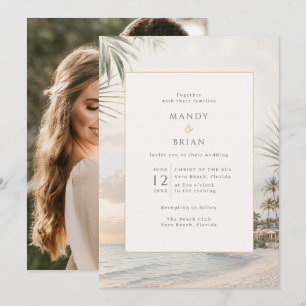 Invitation Élégant mariage à la Résort de Plage avec Photo