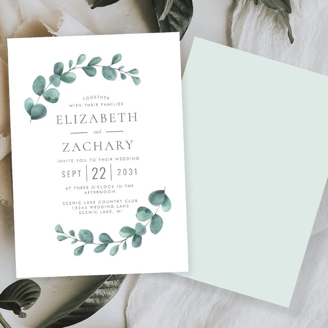 Invitation Élégant mariage à l'aquarelle d'eucalyptus verdure (Créateur téléchargé)