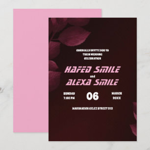 Invitation Élégant mariage à motif de rose de Bourgogne et fl