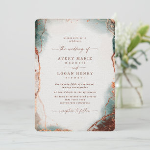 Invitation Élégant Mariage Abstrait Aquarelle Terre Cuite