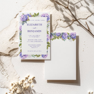 Invitation Élégant Mariage Aquarelle aux Hortensias Violets
