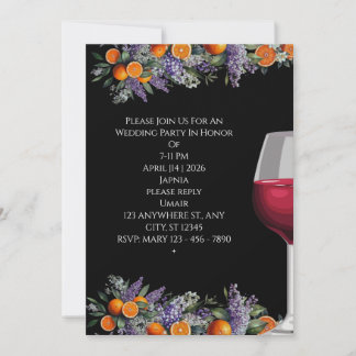 Invitation Élégant Mariage Aquarelle Citron & Vin