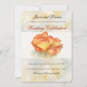 Invitation Elégant Mariage Aquarelle Rose Pétales Pastel