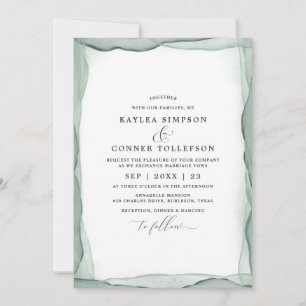 Invitation Élégant Mariage Aquarelle Vert Sauge Abstrait
