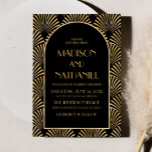 Invitation Elégant Mariage Art Déco Géométrique Noir Or<br><div class="desc">C'est un élégant Faire-part de mariage Art Déco Géométrique Noir Or !</div>