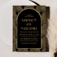 Elégant Mariage Art Déco Géométrique Noir Or