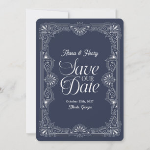 Invitation Elégant mariage Art Déco Vintage Enregistrer la da