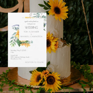 Invitation Élégant mariage au tournesol aquarelle