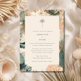 Invitation Élégant mariage aux feuilles de palmier tropicales