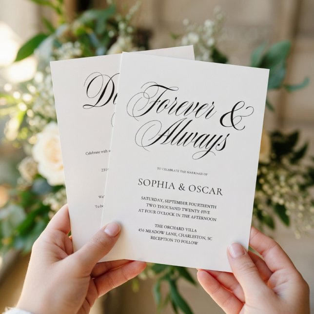 Invitation Élégant mariage avec écriture minimaliste (Créateur téléchargé)