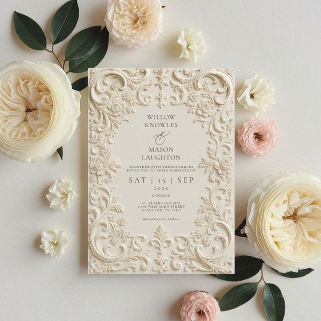 Invitation Élégant Mariage baroque (Elegant Baroque Wedding Invitation Front)