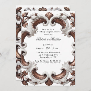 Invitation Elégant Mariage baroque Couples Douche
