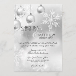 Invitation Élégant MARIAGE blanc de Snowflakes Winter Wonderl