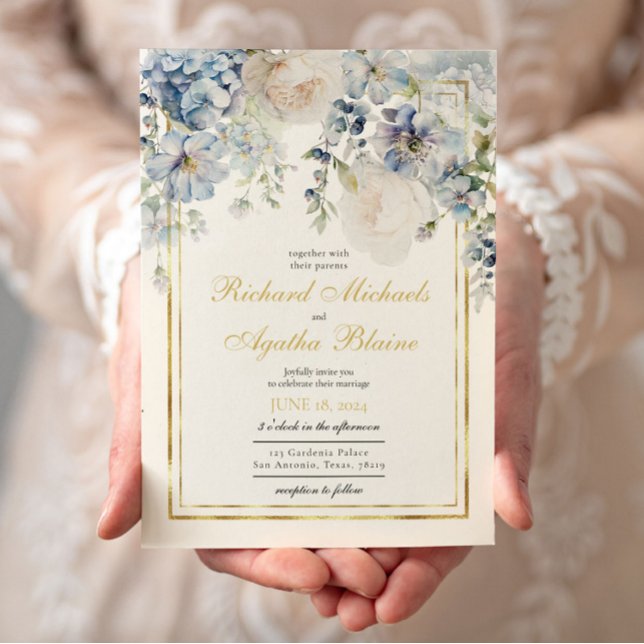 Invitation Elégant Mariage bleu bleu bleu bleu bleu (Créateur téléchargé)