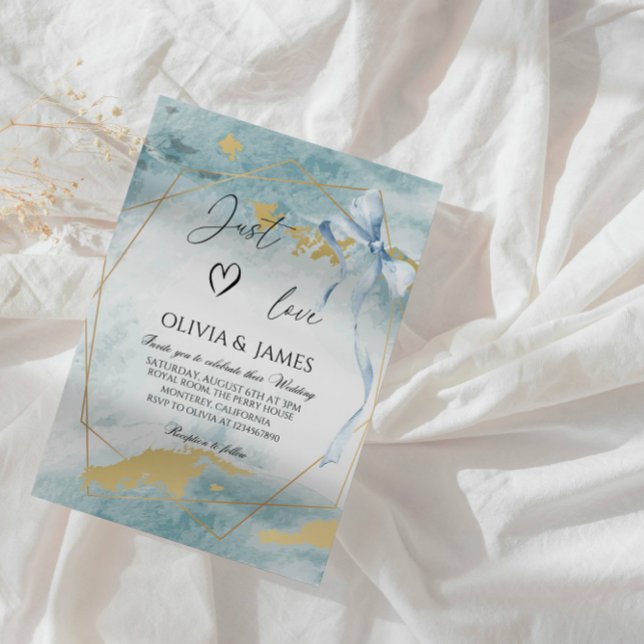 Invitation Elégant Mariage bleu de luxe - Moderne Classic Par (Créateur téléchargé)