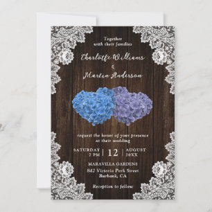 Invitation Élégant Mariage bleu et violet