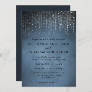 Invitation Élégant Mariage bleu marine