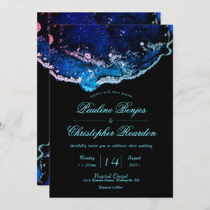 Invitation Élégant Mariage bleu violet à bijou