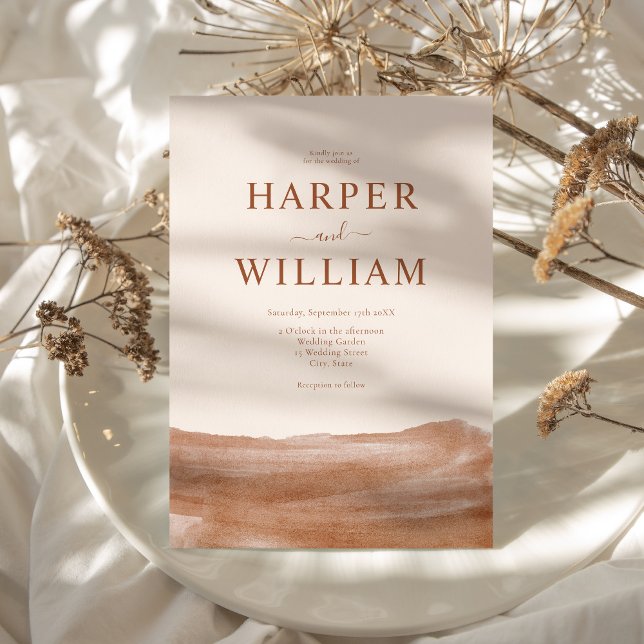 Invitation Elégant Mariage Boho en terre cuite (Créateur téléchargé)