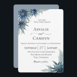 Invitation Élégant Mariage botanique de chardon bleu<br><div class="desc">Fleurs de chardon bleu aquarelle et feuille,  faire-part de mariage botanique. Personnaliser texte,  style de police,  couleur et taille. La couleur d'emballage affichée en bleu poussiéreux peut également être modifiée.</div>