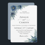 Invitation Élégant Mariage botanique de chardon bleu<br><div class="desc">Fleurs de chardon bleu aquarelle et feuille,  faire-part de mariage botanique. Personnaliser texte,  style de police,  couleur et taille. La couleur d'emballage affichée en bleu poussiéreux peut également être modifiée.</div>