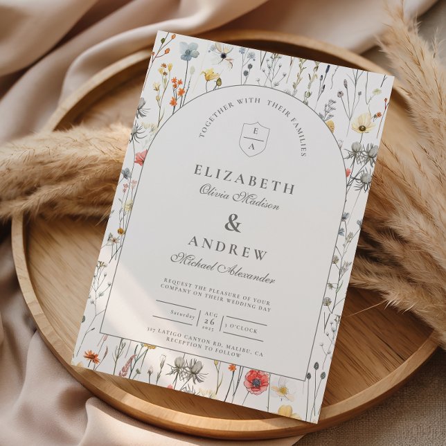 Invitation Élégant Mariage Botanique de Fleurs Sauvages (Créateur téléchargé)