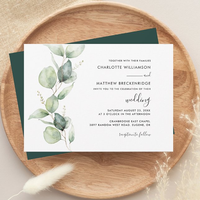 Invitation Élégant Mariage botanique Eucalyptus (Elegant Eucalyptus Botanical Wedding Invitation)