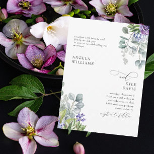 Invitation Élégant mariage botanique lavande blanc